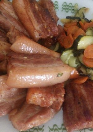 Mézes császár párolt zöldségekkel recept fotója