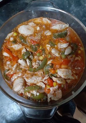 Una foto de Pollo con morrón