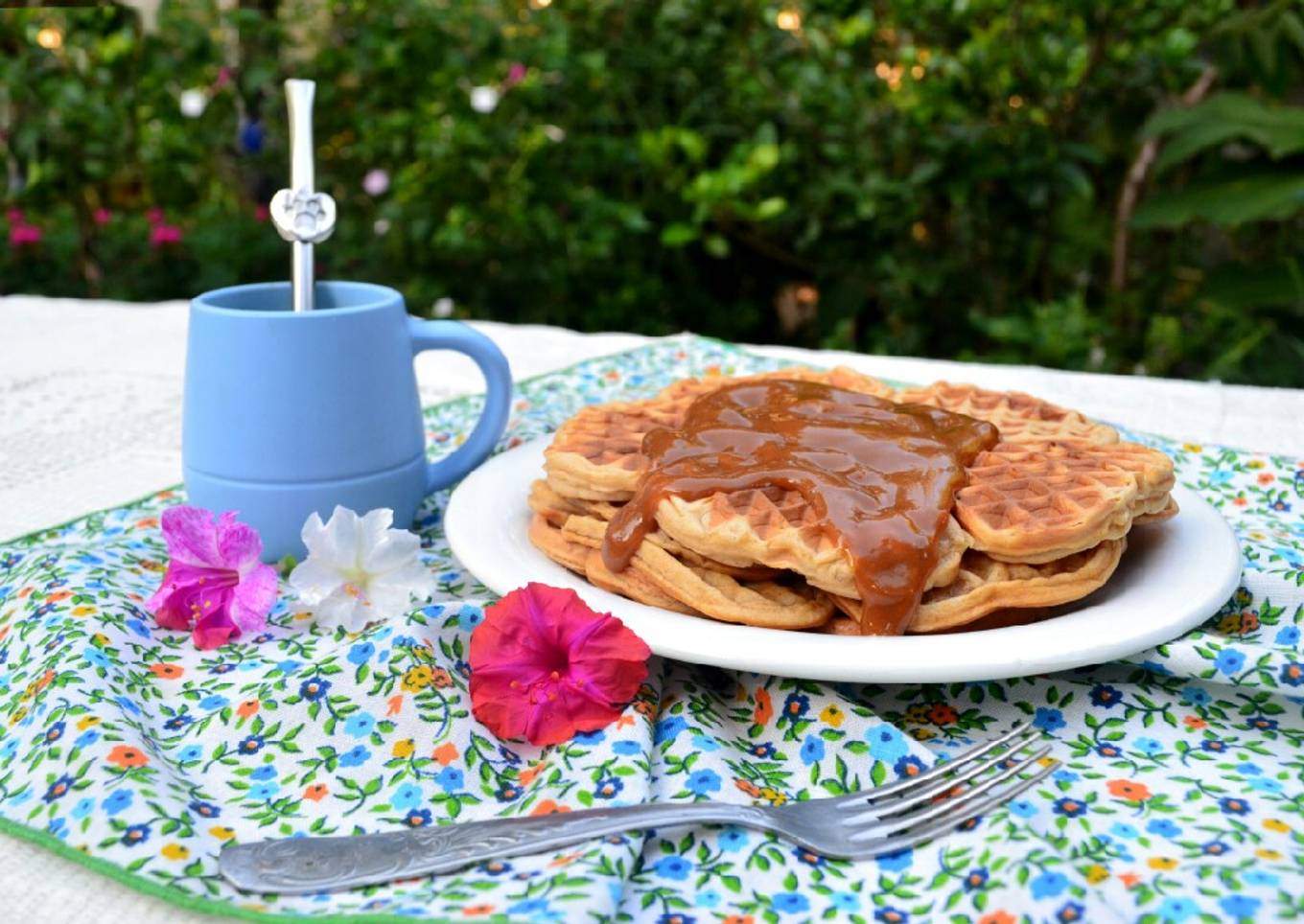 Waffles de café y dulce de leche😛