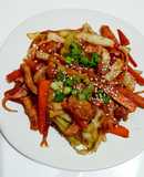 Bistec con verdura estilo oriental