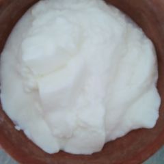 A picture of Homemade yogurt and green masala.