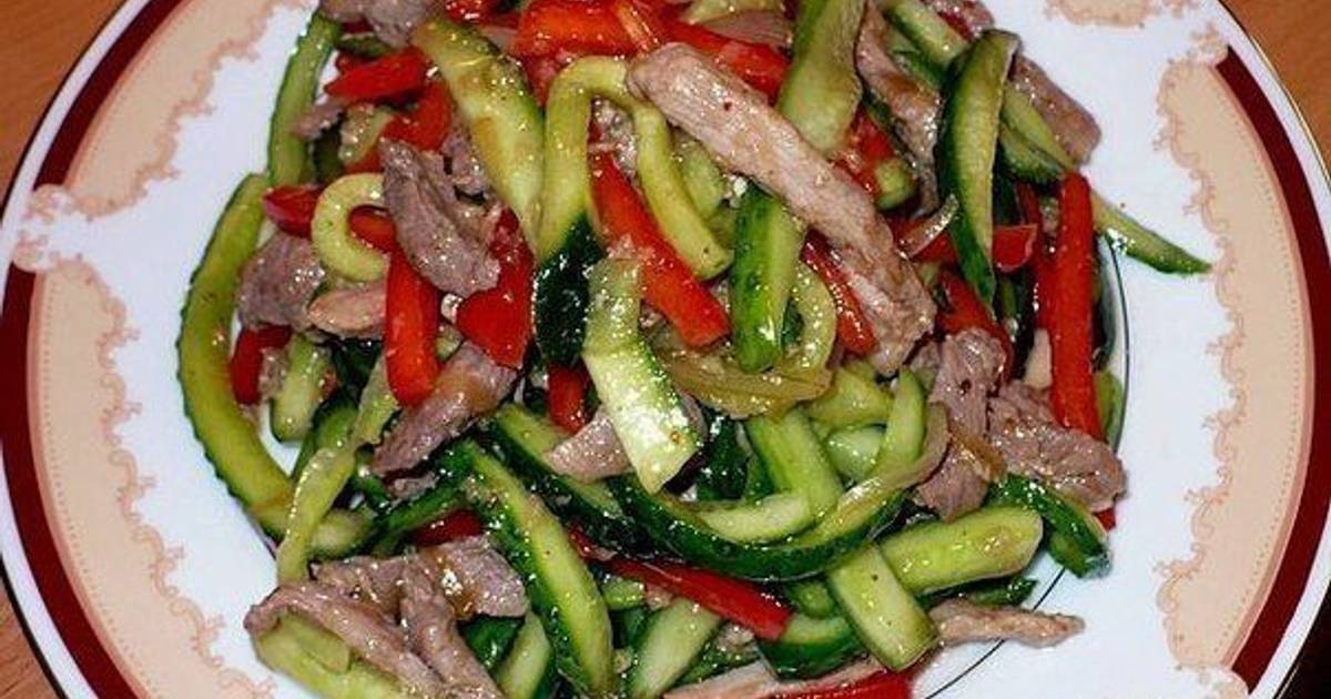 Салаты китайские из мяса огурца и помидора