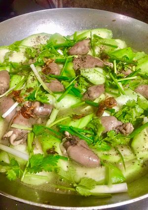 Hình của món Tim gà xào mướp.