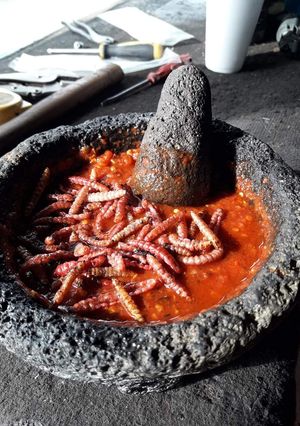 Una foto de Salsa de chinicuiles