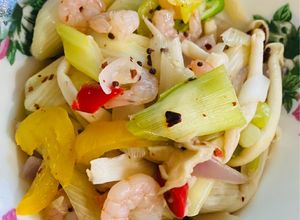 Gambar Leek Tumis Mashrom bersama Udang
