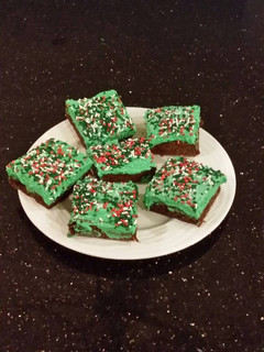 A picture of Fudge Brownies & White Chocolate Mint Whipped Cream.