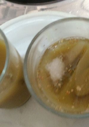 A picture of Mint,ginger,lime juice.