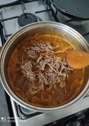 Una foto de Carne deshebrada en salsa