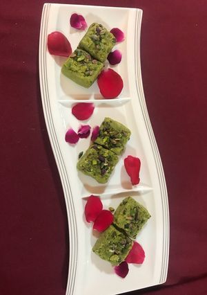 A picture of Green peas and pista Burfi.