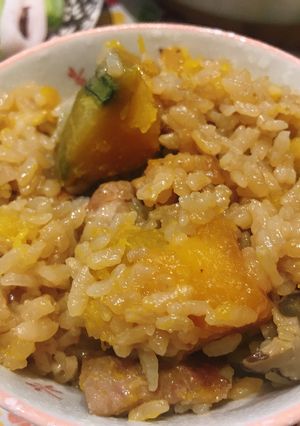 南瓜豬肉燉飯(電子鍋版) 的食譜成品照片