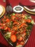 Ensalada de lechuga con aderezo de frambuesa