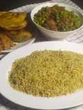 Mater ki dry subji with fry chura & pyaji, bagni