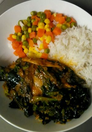 A picture of Fish sauce with rice.