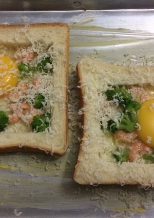 Foto resep Roti panggang telur brokoli udang