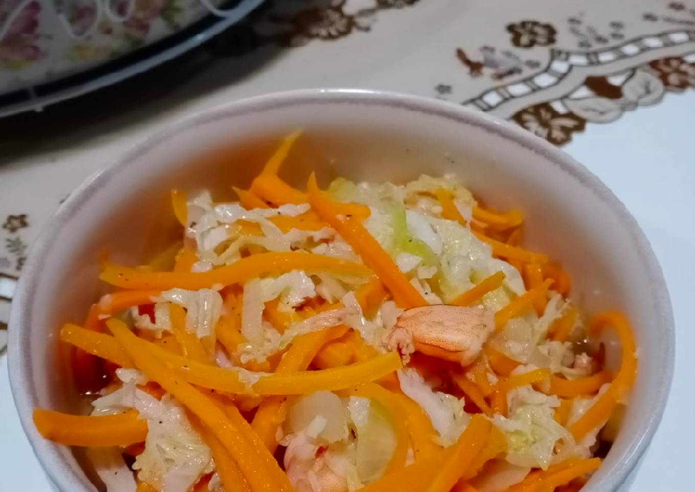 Tumis wortel, sawi dan udang