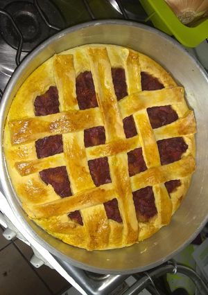 Una foto de Tarta de frutilla con manzana