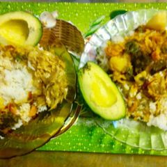 A picture of Simple White or brown Rice, Cabbage and  Liver.