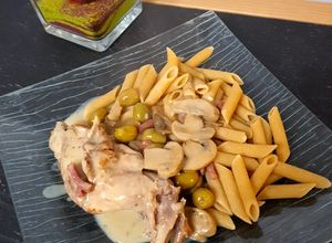 Une photo de Lapin aux champignons et Olives au cookeo