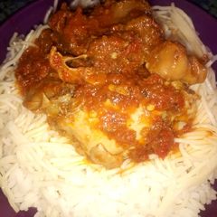 A picture of Rice and stew.