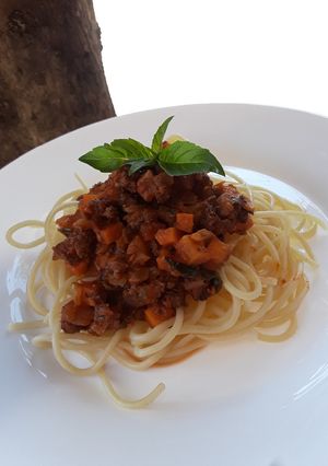 Una foto de Spaghetti a la boloñesa
