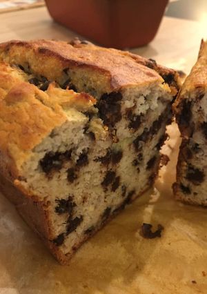 Une photo de Banana bread healthy aux pépites de chocolat