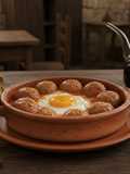 Albóndigas con Callos y Huevo escalfado