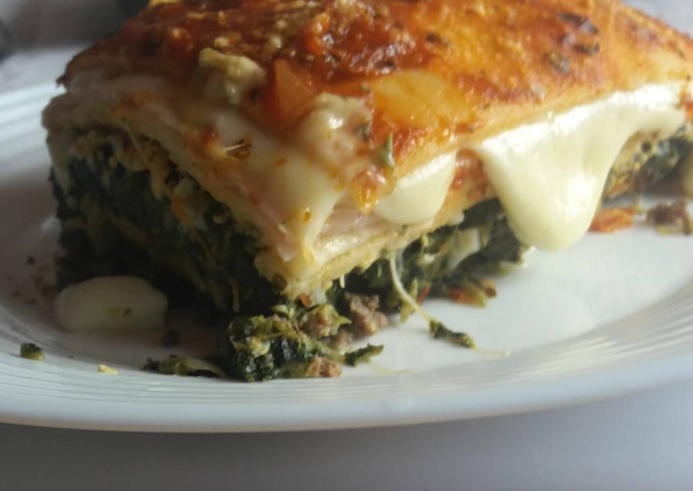 Lasaña de carne picada y acelga