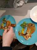 Indian channa daal fritter, paratha panzanella