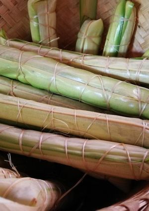 A picture of Khao Tom Bai Maprao (Sticky Rice with Banana Filling in Coconut Leaves) – Great for Eating or Selling.