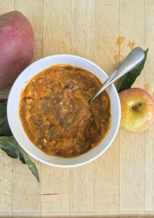 A picture of Butternut Squash and Sweet Potato Soup.