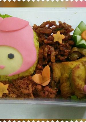 Foto resep Step by step membuat bento "my melody" tanpa cetakan khusus