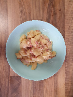 Una foto de Gnocchi con bacon y parmesano