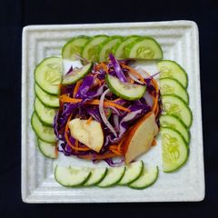 Purple cabbage, apple summer salad A picture of Purple cabbage, apple summer salad.
