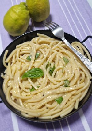 Krémes, citromos, sajtos spagetti🍋🌱 (vegán) recept fotója