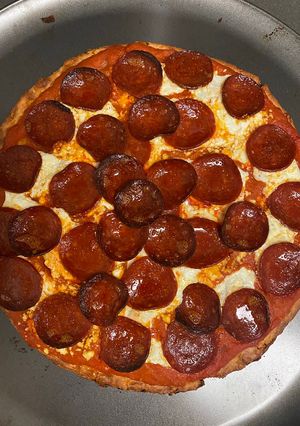 A picture of Hot Honey Pepperoni Cauli-Pizza (Low Effort).
