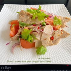 A picture of Steam Chicken Roll Black Pepper Spicy Salad.