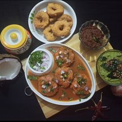 A picture of Rasam Vadai.