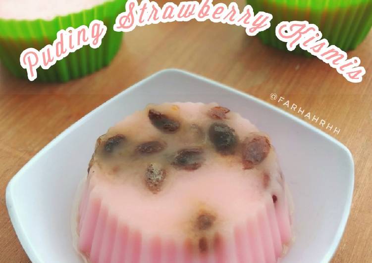 Langkah Mudah untuk Menyiapkan Puding Susu Strawberry Kismis Anti Gagal