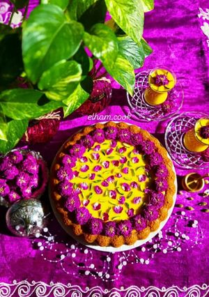 عکسی از دستور کیک‌ گلاب و زعفران با کرم زعفرانی(کیک‌روز‌پدر)🥰