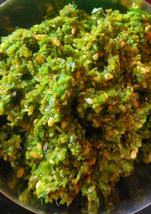 A picture of Turai /ridge gourd peel chutney.