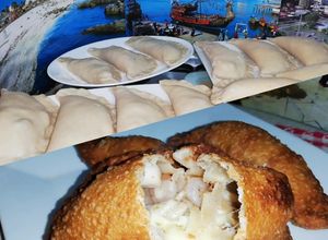 Una foto de Empanadas fritas de queso, machas, ostiones, camarones