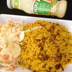 A picture of END OF THE YEAR RECIPE(TUMERIC RICE WITH MINCED MEAT).