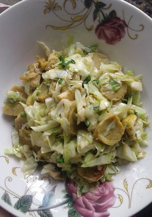 Foto resep Oseng Sayur Kol ( tempura +ayam)