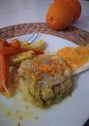 Une photo de Endives à l'orange et frites de légumes