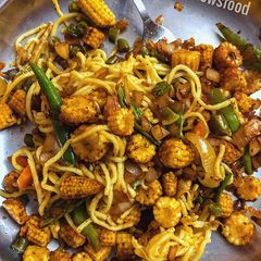 A picture of Baby Corn Masala Noodles.