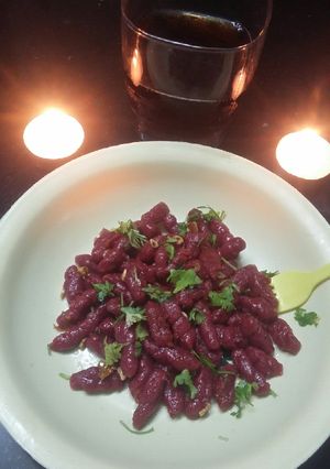 A picture of Beet Gnocchi(pasta).