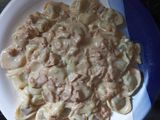 Capelettis con salsa Caruso a mi estilo.,