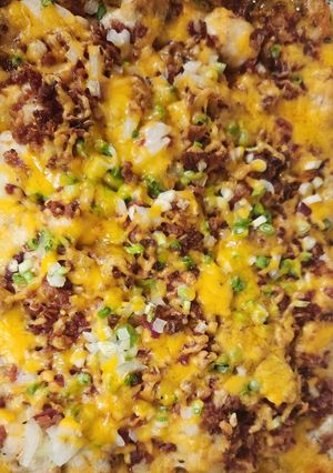 A picture of Buffalo Chicken and Roasted Potato Casserole.