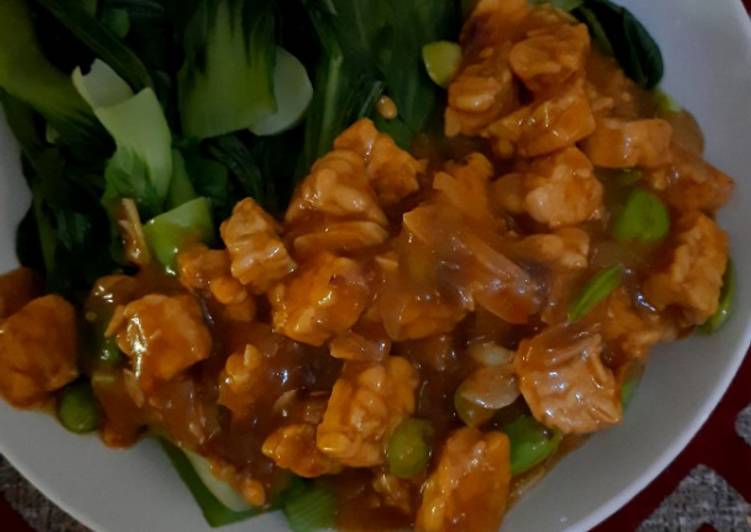 Resep Sayur pokcoy saus tiram dan tempe Anti Gagal