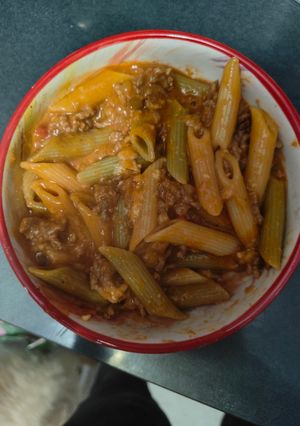 Una foto de Macarrones veganos olla express